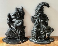 Punch and Judy Antique Cast Iron Doorstops picture
