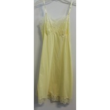Vintage Hollywood Vassarette Yellow Lace Trim Full Slip Antron Nylon Size 34A picture
