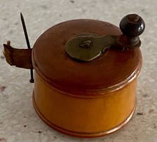 Antique Victorian Wooden Tape Measure Coffee Grinder Style Treen Sewing Tool picture