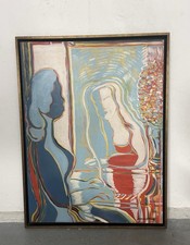 Large Vintage Figural Oil Painting on Canvas by Johannes Schiefer picture
