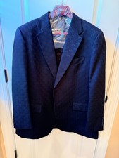 Pre-Owned Men's Genuine Gucci Monogrammed Black Sport Coat, Size 46 picture