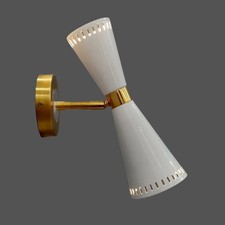 1950'S Mid-Century-Modern Brass Wall Sconce Vtg Sputnik Wall Fixture Lamp picture