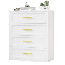 Metal Dresser for Bedroom White 4 Drawer Closet Dresser Storage picture