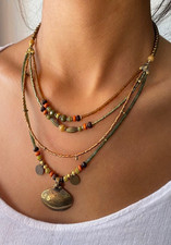 Women’s Boho Layered Beaded Necklace Ethnic Vintage Statement Jewelry picture