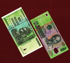 100,000 Vietnam Dong New Uncirculated + 10 Trillion Dollars Zimbabwe AA 2008 UNC picture