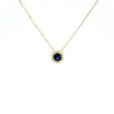 Syn. Blue Supphire Birthstone Of September 14k Yellow Gold Necklace picture