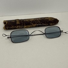 Antique sunglasses Civil War era with blue lenses and double hinged earpieces picture