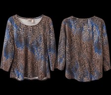 NWT Chicos Shirt  Cheetah Animal Print Pullover 3/4 Sleeve top Womens Sz 8  picture