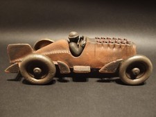 Antique Vintage Style Cast Iron Toy Race Car w Moving Flames 