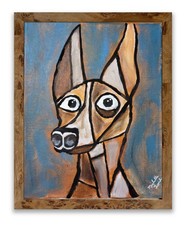 Original Michelle Lord Cubist Dog Painting Abstract Pharaoh Hound Acrylic Canvas picture