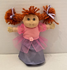 VTG 1995 Cabbage Patch Kids Mini Doll Arcotoys Mattel Red Hair Pink Purple Dress picture