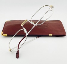 vintage CARTIER DEMI LUNE Louis LC platinum reading glasses MEDIUM 50*24 1987 picture