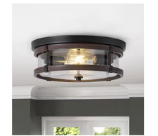 aiwen Modern 13.77 in. 2-Light Black Flush Mount Industrial Close to Ceiling picture