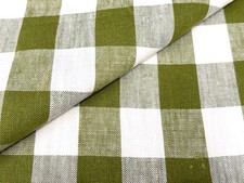 Serena & Lily Classic Gingham Linen Grove Green Fabric - Belgian Libeco Import picture