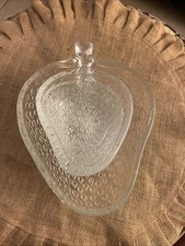 Vintage Italian Strawberry Shaped Glass Fruit Salad Set of 5 Bowls picture