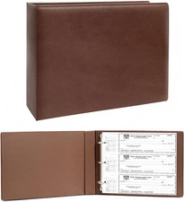3 Ring Check Binder for 3 & 9 Hole Checks 3 on a Page Faux Leather Brown picture