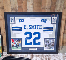 Emmitt Smith #22 Framed Jersey Display w/ Photos Dallas Cowboys White Blue picture