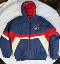 Vintage Cleveland Indians Starter full zip 90s puffer jacket sz L Chief Wahoo picture