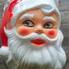 Vintage Styrofoam Santa Claus Face Display, 1950s-60s. Original Shrink Wrap. picture