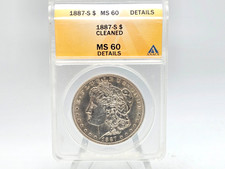 1887-S ANACS MS60 Details Morgan Silver Dollar **Semi-Key Date** 9829 picture