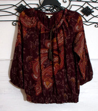 Sonoma Women's Top Size L Long Sleeve Multicolored Paisley Round Neck picture