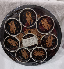 Vtg National Toleware 9 pc Beverage Set Coasters & Tray Federal Eagle 1970's NOS picture