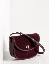 Sierra Suede Polished Saddle Bag at talbots, NWT $169, color DEEP BURGUNDY picture