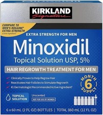 Kirkland Minoxidil 5% Extra Strength Men 6 Month Supply Hair Regrowth EXP 08/27+ picture