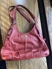 Coach Madison Maggie Hobo Shoulder Bag Red / Coral Leather Gold Hardware Vintage picture