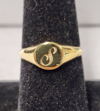Glorria Sense 18K Gold Plated S Initial Ring sz 7 Sterling Silver picture