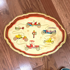 Vintage Baret Ware Mobile Serving Tray No 65731 Antique Cars 18x13 England picture