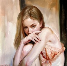 Original Oil Painting,  Portrait, Female Figure, Modern Art 20x20 Inch picture