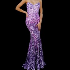 Jovani 06450 Lilac Purple Backless Sequin Dress Formal Prom Gown NWT Size 10 picture