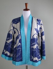 CHICO'S Travelers $139 Crinkle Reversible Kimono Jacket Top Size 1 US Medium picture