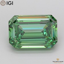 5.00 CT CVD Lab Grown Diamond Emerald Cut IGI Certified VS2 Clarity Vivid Green picture