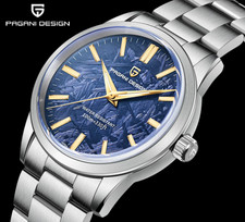 PAGANI DESIGN Meteorite Dial Dark Blue & Gold Oyster Stainless Steel 100M NEW picture