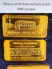 Hamilton Mint 1873-1973 San Francisco Cable Car 24k EGP 1 Troy Oz 999 Silver Bar picture