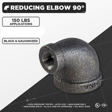 Black Malleable Iron 90° Reducing Elbow Connection 150 lb picture
