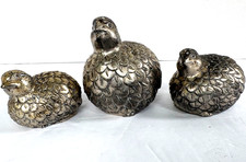 Vtg DS Silver Plate Quail Table Set Mid Century Sugar Caster Salt Pepper Trio picture