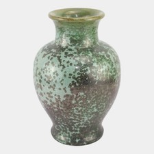 Fulper 1917-1934 Arts And Crafts Pottery Green Leopard Skin Crystalline Vase 526 picture