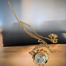 Vintage Signed JPD Chunky Gold Tone Glass Necklace 18’’ Chain Costume Jewelry picture