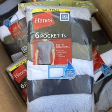Hanes 6-Pack Men's Pocket Tee Shirt Soft and Breathable Assorted, Size 3XL NWT picture