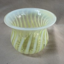 Fenton Topaz Opalescent Optic Swirl Glass Vase Vaseline 3” picture