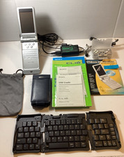 Vtg. SONY CLIE PDA PEG NR70V/U/Stylus,Charger,Fold-up Keyboard & More/Works picture