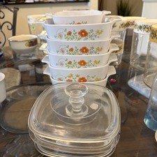 Lot 6 Corning Ware Wild Flower Casserole Dishes 3, A-1-B, 2,A-1.5-B, 1, P-43-B. picture