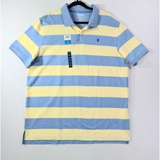 NWT IZOD Advantage Performance Polo Shirt Mens XL Lemon Yellow Blue Striped picture