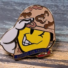 Walmart Employee Pin - Smiley Salute Desert Camo Helmet Support Our Troops picture