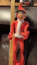 1995 Annalee Red Christmas Elf Doll 18” unique facial expression  picture