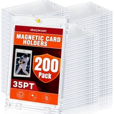 200ct Ultra-Slim Magnetic Card Holder 35pt, One Touch Card Case with UV Prote... picture