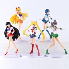 5pcs-Set Sailor Moon Anime Figure Mizuno Ami Tsukino Usagi Hino Rei Aino Minako picture